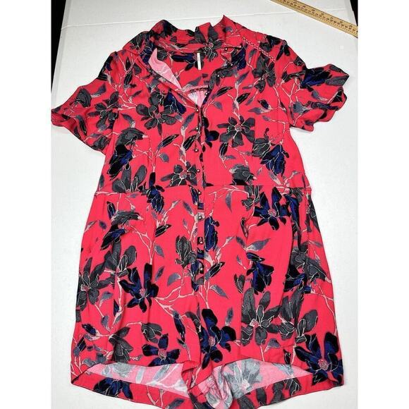 Free People Pants - Free People Womens Button Down Pocket Floral Print Romper Size Small